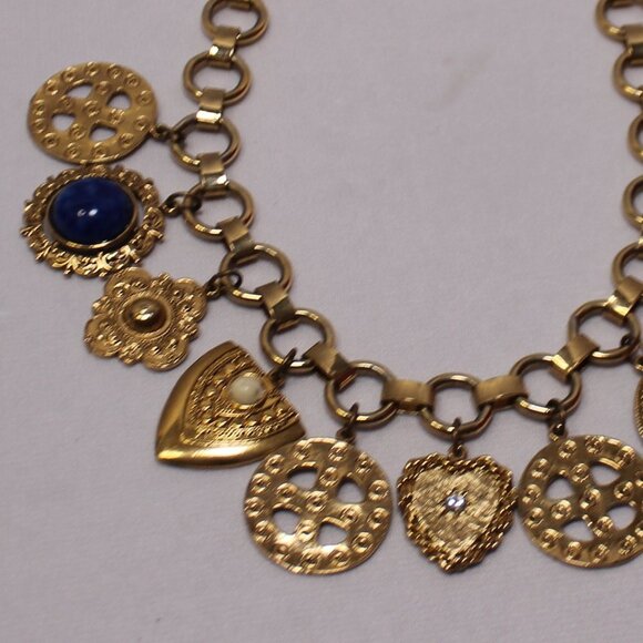 Chunky Coin Charm Statement 17" Neckalce - Picture 4 of 10